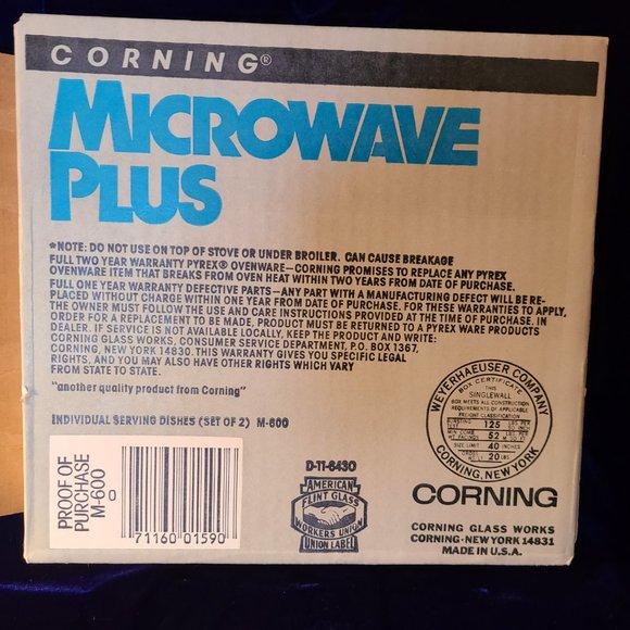 Vintage 1984 Corning Microwave Plus Individual Serving Dishes - Set of 2 - Picture 3 of 9